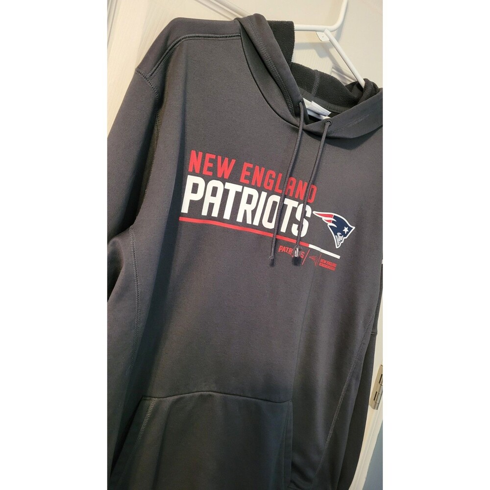 Nike Men's L New England Patriots Therma-FIT Pullover Hoodie Grey Split Logo - Picture 2 of 9
